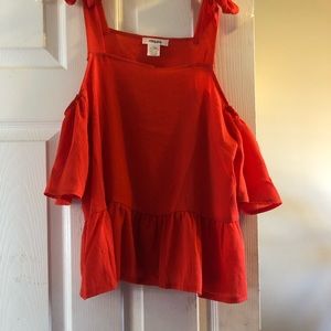 Cold shoulder top with bows on straps